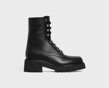 Celine triomphe rangers mid lace-up boot in shiny bull